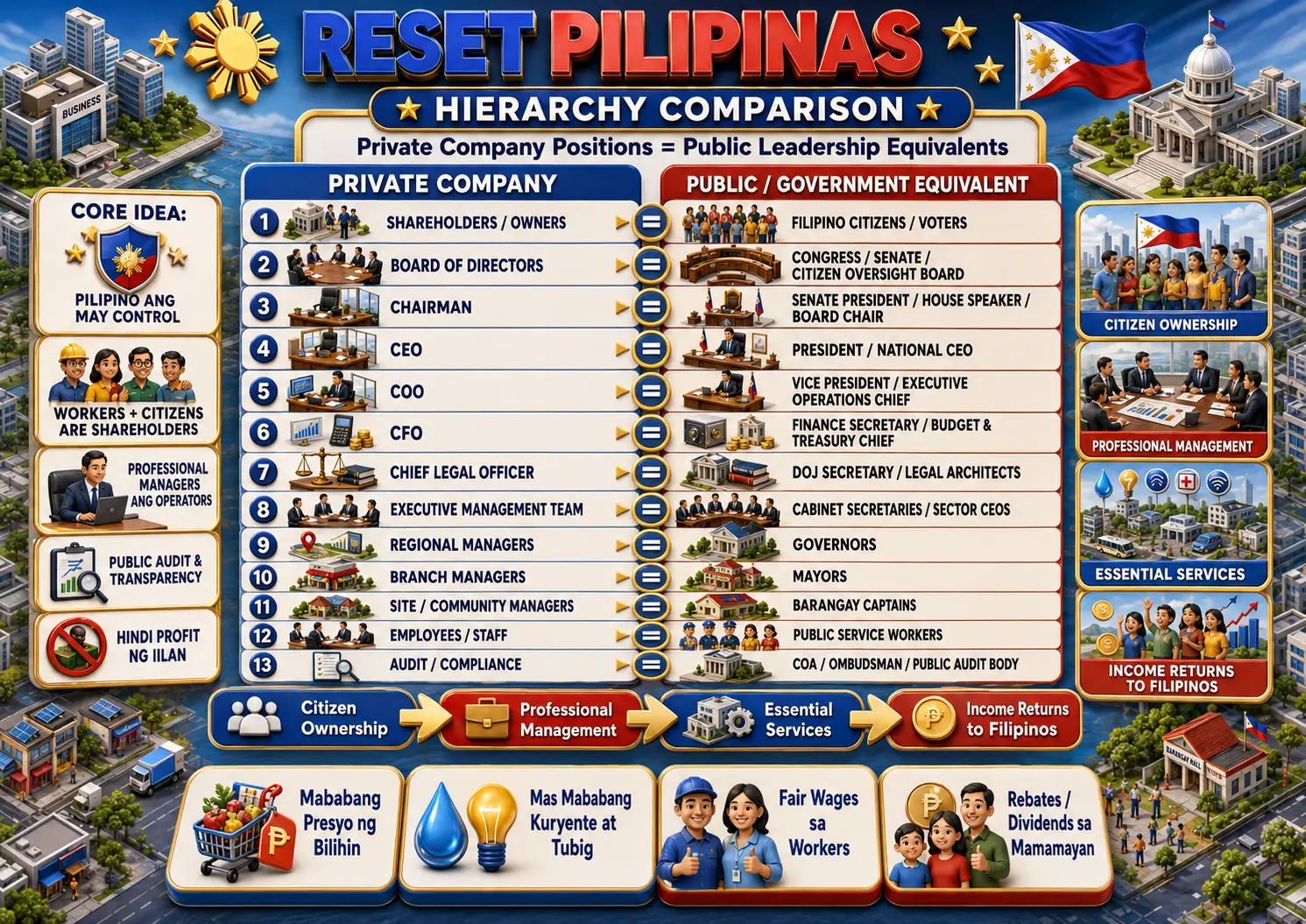 Reset Pilipinas citizen-owned economy infographic